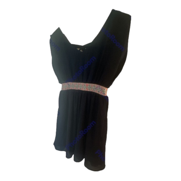 Xtaren Blue Cap Short Sleeve Embroidered Waisted Mini Dress - Picture 5 of 11